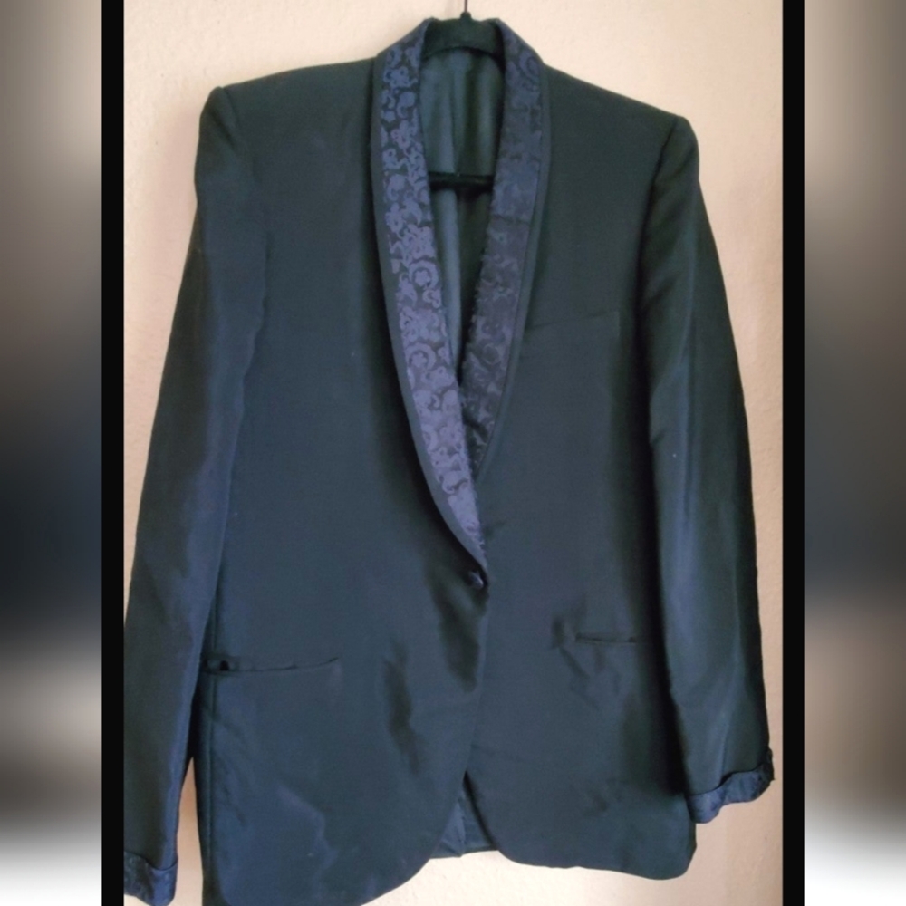Vintage Neiman-Marcus Black Blazer With Floral Trim